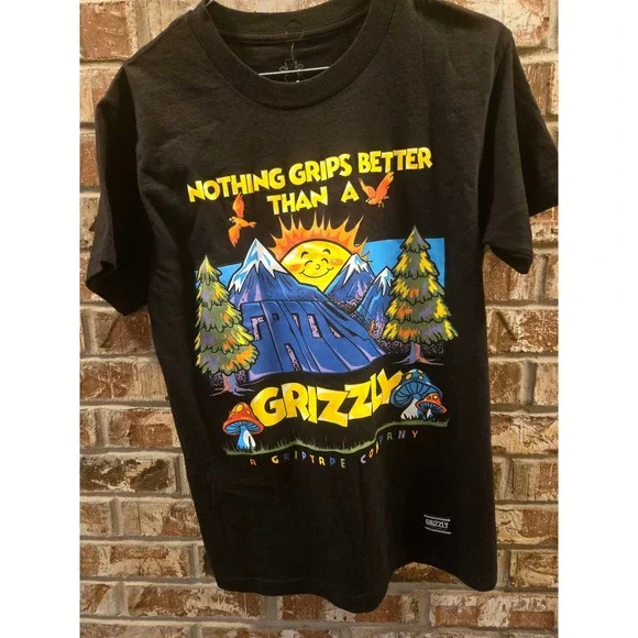 Grizzly Griptape Sunshine Black Graphic SKATEBOARDING Print T-Shirt Men's Size S - Picture 2 of 3